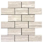 Troy Collection Brick Style Mosaic Porcelain Tile - 2-in x 4-in - 4.2 sq. ft.- Grey