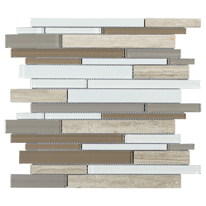 Image of Troy Collection | Emporia Mosaic Backsplash Wall Tiles - Cream And Brown For Indoor Use - 12-In L X 12-In W | Rona