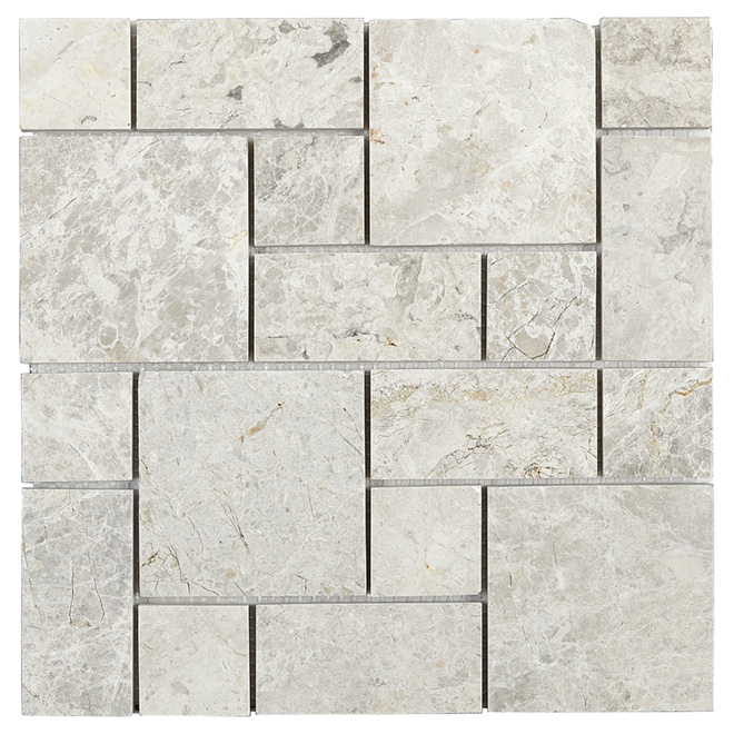 Mosaïque de carreaux de marbre gris pour cuisine et salle de bain Troy Tile & Stone, 5/boîte, 12 po L. x 12 l.