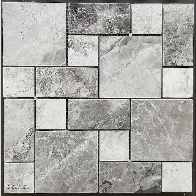 Mosaïque de carreaux de marbre gris pour cuisine et salle de bain Troy Tile & Stone, 5/boîte, 12 po L. x 12 l.