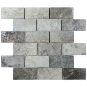 Trustone 12-in x 12-in Valensa Grey Polished Mosaic Subway Tile