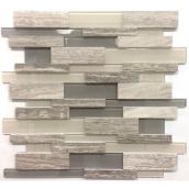 Avenzo 12-in x 12-in 3D Wooden Light Grey Stone and Glass Linear Mosaic Wall Tile
