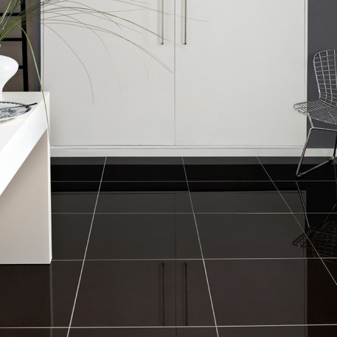 Avenzo 16-in x 16-in Black Natural Granite Wall and Floor Tile