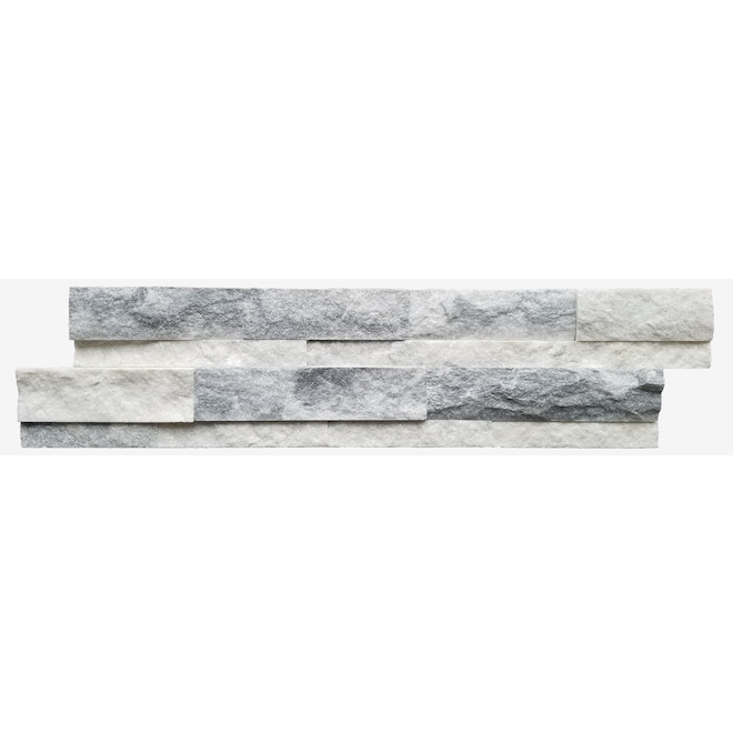 Image of Avenzo | Iceland Crystal 6-In X 24-In White And Grey Natural Stone Wall Panels - 6/box | Rona