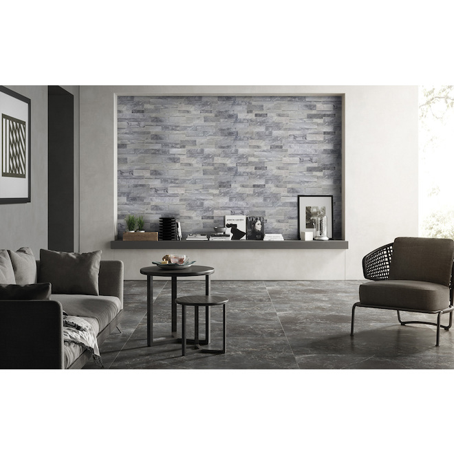 Avenzo Iceland Crystal 6-in x 24-in White and Grey Natural Stone Wall Panels - 6/box