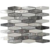 TruStone Avenzo Steel Mosaic Floor Tile - Elongated Hex - 10.44-in x 12-in - Silver