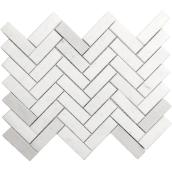 Avenzo 9.9-in x 13-in White Herringbone Mosaic Marble Tiles - 5/box