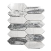 TruStone Avenzo Diamond Tile Mosaic - 12.1-in x 12-in - White and Grey Marble