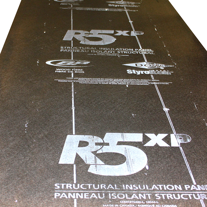 BP Canada R-5 XP Structural Insulation Panel - Wood Fibre - 9-ft x 4-ft x 1-in - Black