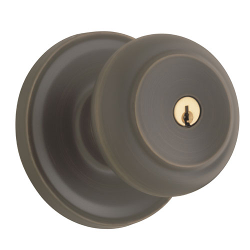 Weiser Troy Keyed Entry Brass Door Knob Bronze Adjustable