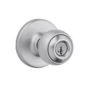 Weiser Yukon Keyed Entry Knobs - Satin Chrome - Adjustable Latch - 1 3/8-in to 1 3/4-in T Door