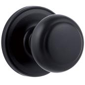 Weiser Troy Matte Black Brass Passage Knob with Adjustable Latch