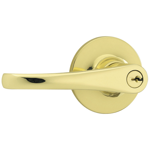 Weiser Grapevine Keyed Entry Lever - Polished Brass - Universal - Adjustable 2 3/8-in or 2 3/4-in Backset