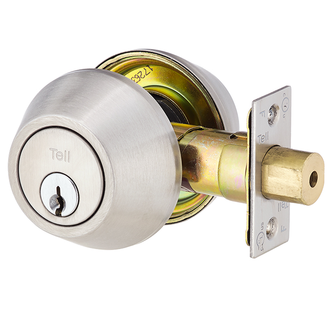 Tell 6-Pin Schlage Cylinder Deadbolt - Brass - Brushed Nickel - Commercial