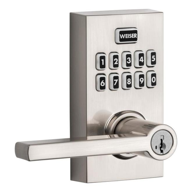 Weiser SmartCode Electronic Residential Keyed Entry Lever - Satin Nickel - SmartKey Security- Reversible Handing