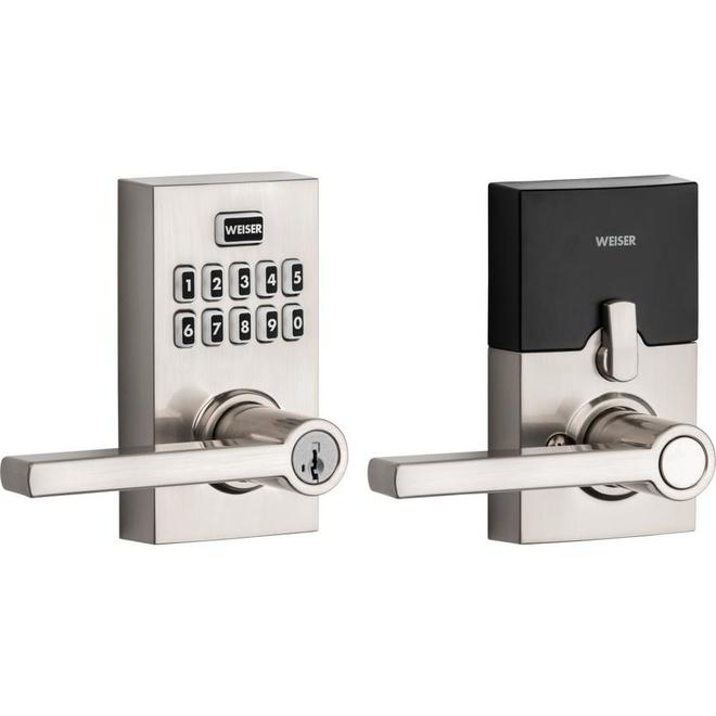 Weiser SmartCode Electronic Residential Keyed Entry Lever - Satin Nickel - SmartKey Security- Reversible Handing