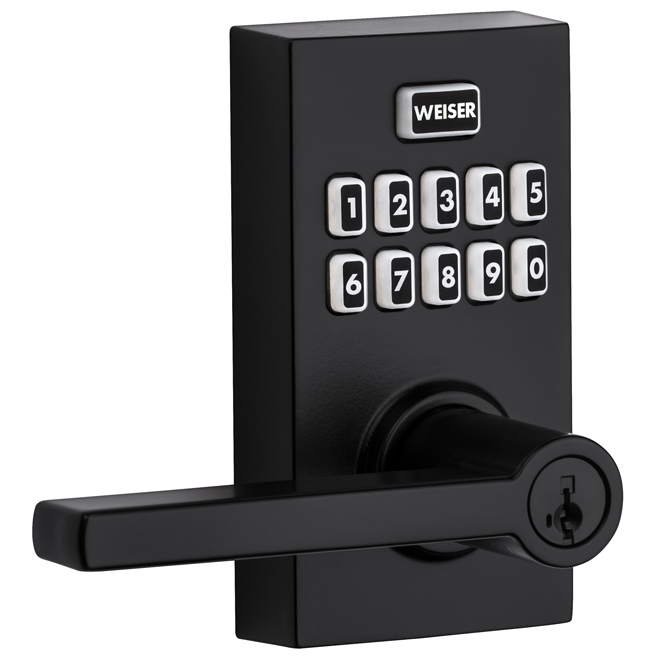 Weiser SmartCode Electronic Keyed Entry Lever - Matte Black Finish - SmartKey Security - Universal Handing