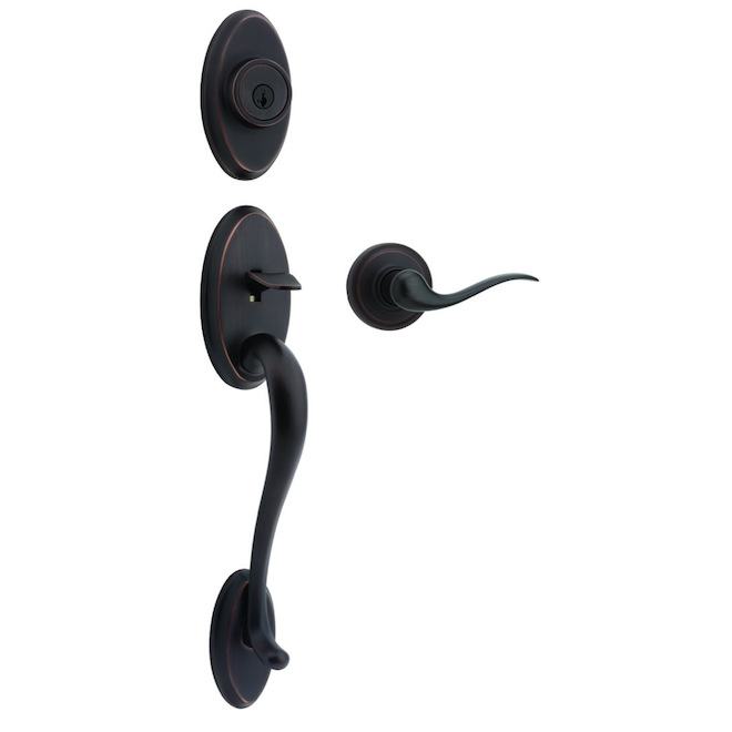 Weiser Shelburne Matte Black Entry Handleset with Toluca Lever Handle