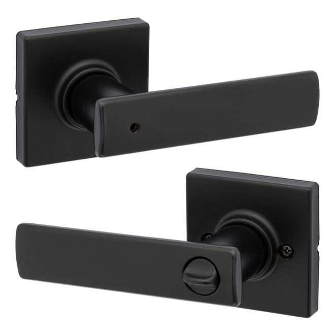 Weiser Breton Matte Black Privacy Square Lever Handle for Bathroom and Bedroom