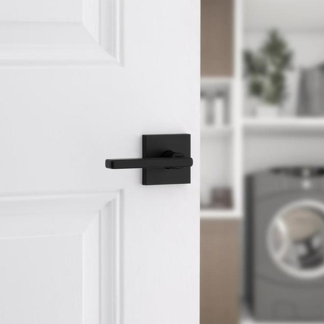 Weiser Halifax Matte Black Passage Lever Handle with Adjustable Latch