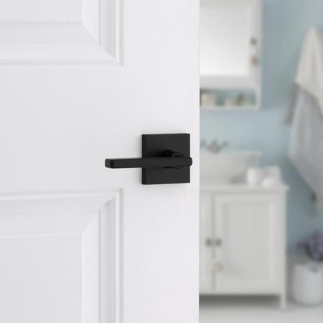 Weiser Halifax Matte Black Privacy Lockable Lever Handle for Bathroom and Bedroom