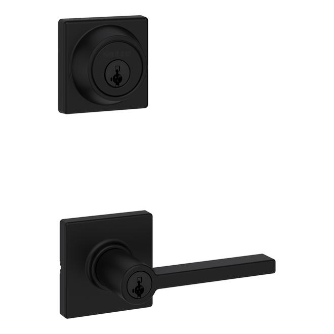 Weiser Casey Matte Black Entry Handleset and Deadbolt Combo with SmartKey Security