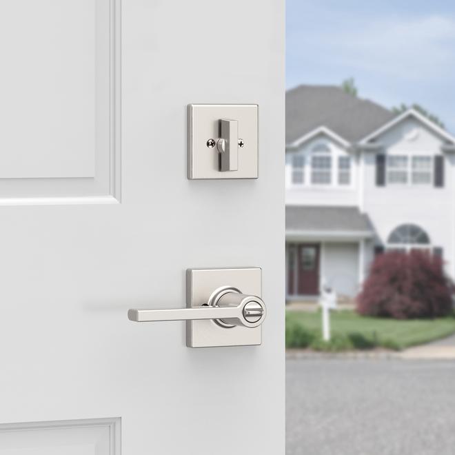Weiser Casey Satin Nickel Entry Handleset and Deadbolt Combo with SmartKey Security