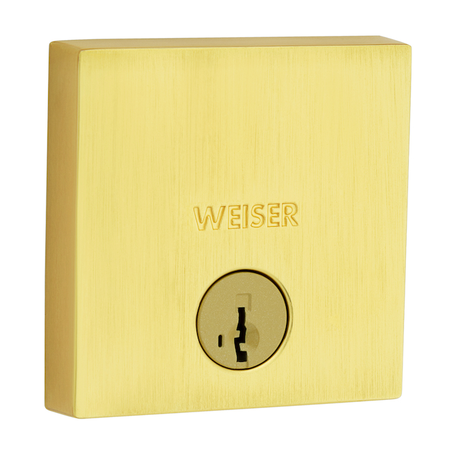 Weiser Downtown KW1 Satin Brass 1 Cylinder SmartKey Deadbolt