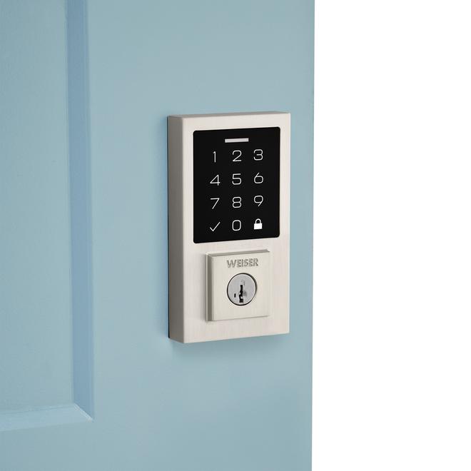 Weiser SmartCode SmartKey Satin Nickel Electronic Deadbolt with Lighted Touchpad