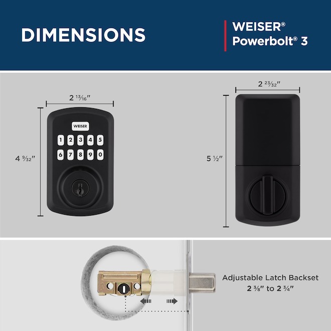 Weiser Powerbolt 3 Deadbolt with Electronic Keypad and SmartKey Technology - Matte Black
