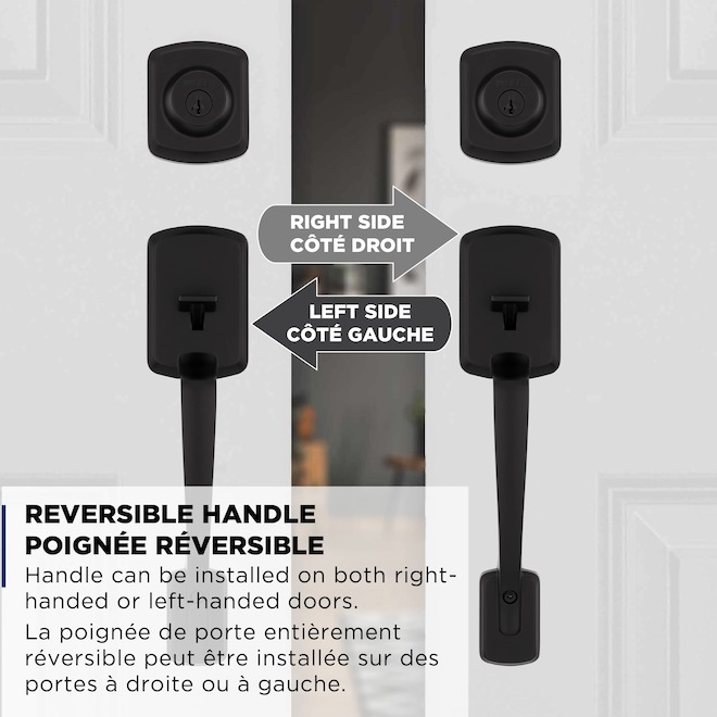 Weiser Henley Entry Handleset and Lever with Deadbolt and SmartKey Technology - Satin Nickel