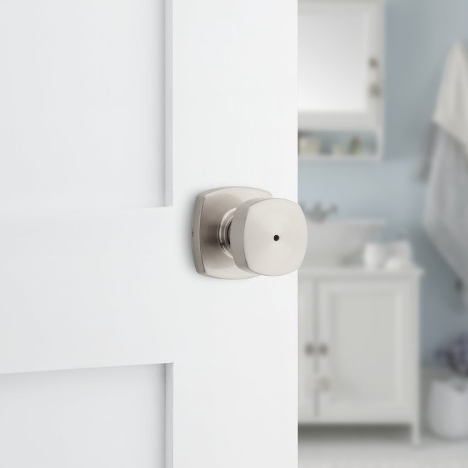 Weiser Troy Locking Door Knob for Bed or Bath Privacy Door - Satin Nickel