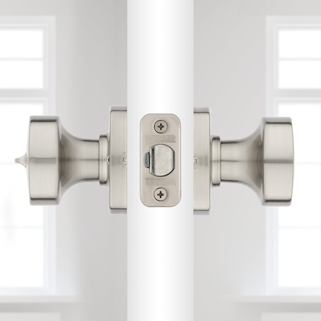 Weiser Troy Locking Door Knob for Bed or Bath Privacy Door - Satin Nickel