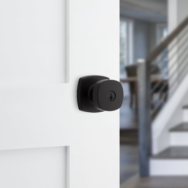 Weiser Prague Keyed Entry Door Knob with SmartKey Technology - Matte Black