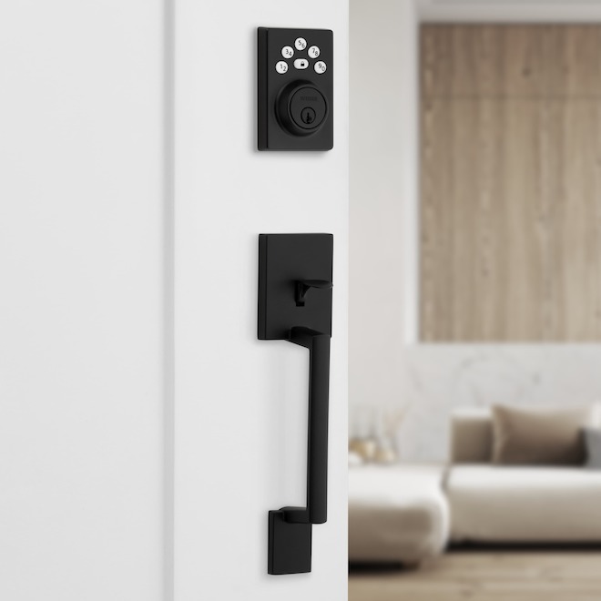 Weiser Branton Entry Handleset with Door Lever and 5-Button Electronic Deadbolt - Matte Black