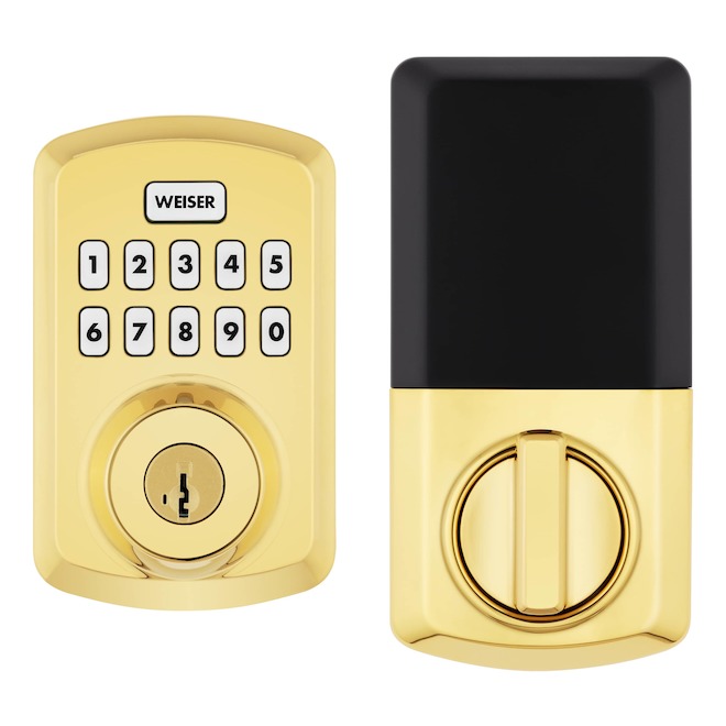 Weiser Powerbolt 3 Deadbolt with Electronic Keypad and SmartKey Technology - Polished Brass