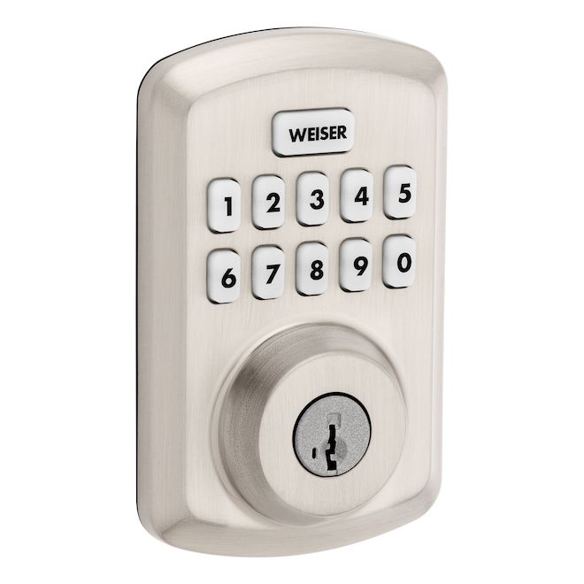 Weiser Powerbolt Satin Nickel Single-cylinder SmartKey Curved Deadbolt