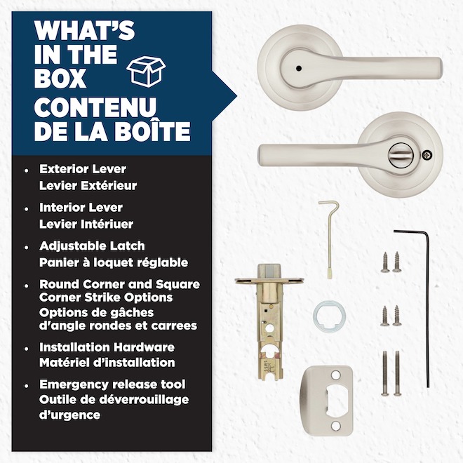 Weiser Henley Locking Door Lever for Bed or Bath Privacy Door - Satin Nickel