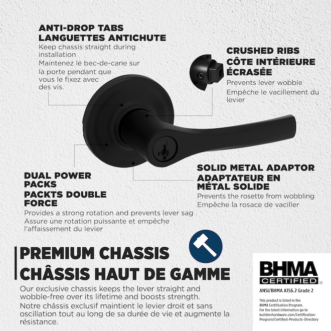 Weiser Henley Keyed Entry Door Lever with SmartKey Technology - Matte Black