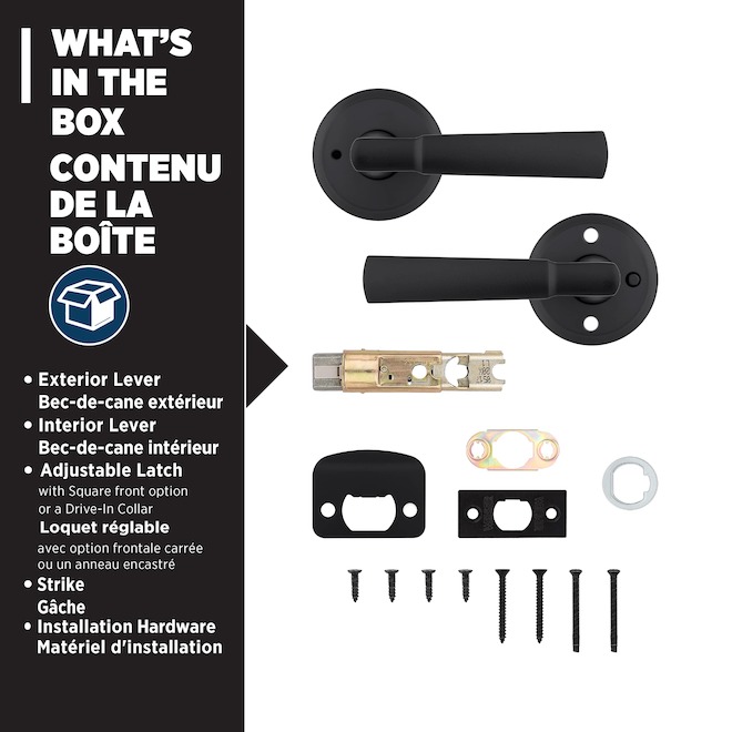 Weiser Perth Locking Door Lever for Bed or Bath Privacy Door - Matte Black