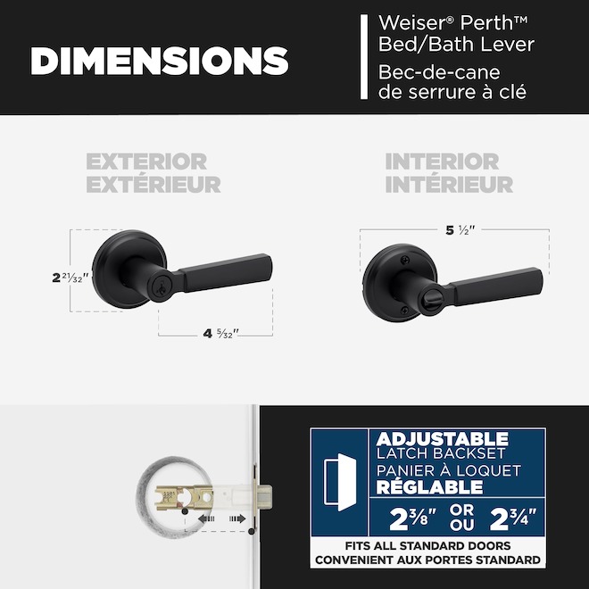 Weiser Perth Keyed Entry Door Lever with SmartKey Technology - Matte Black