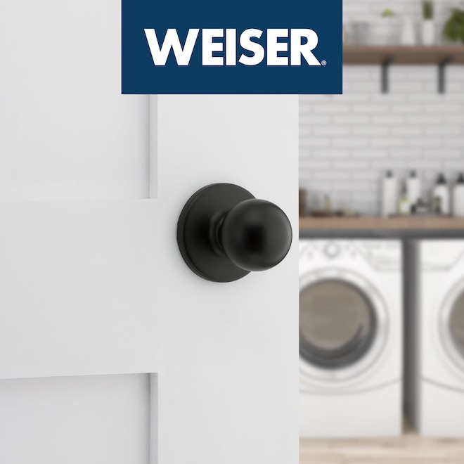 Weiser Yukon Passage Door Knobs for Hall or Closet Doors - Matte Black