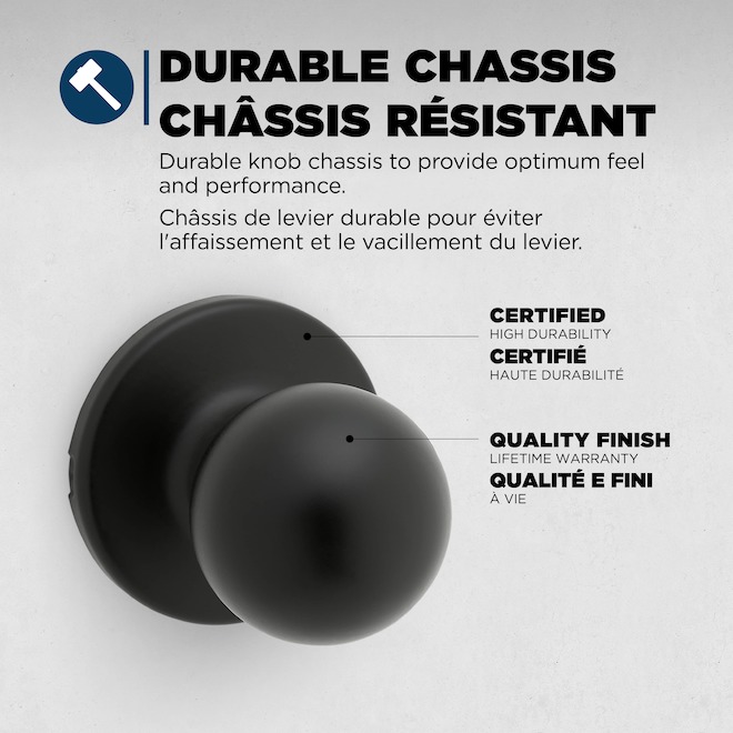 Weiser Yukon Passage Door Knobs for Hall or Closet Doors - Matte Black