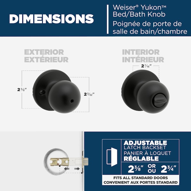 Weiser Yukon Privacy Door Knob for Bedrooms and Bathrooms - Matte Black