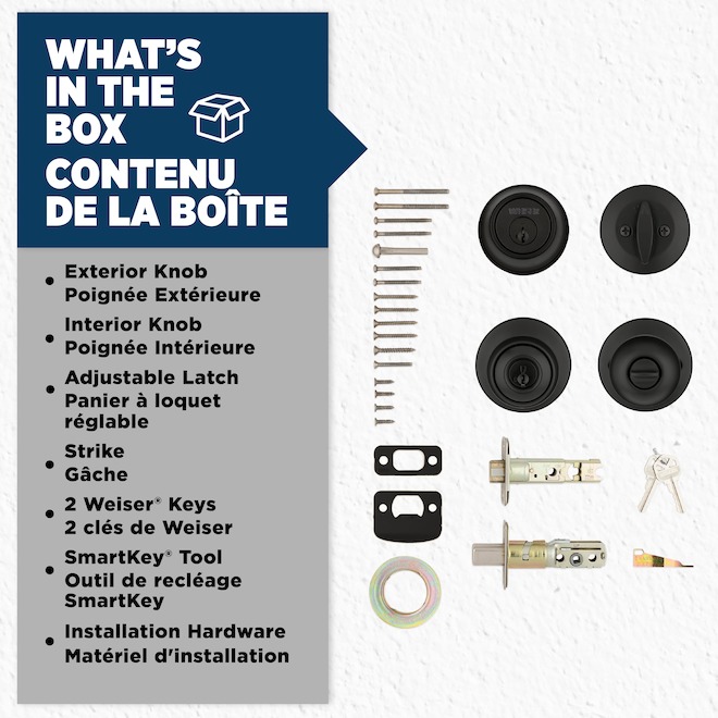 Weiser Yukon Door Knob and Deadbolt Set with SmartKey Technology - Matte Black