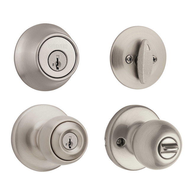 Weiser Yukon Door Knob and Deadbolt Set with SmartKey Technology - Satin Nickel