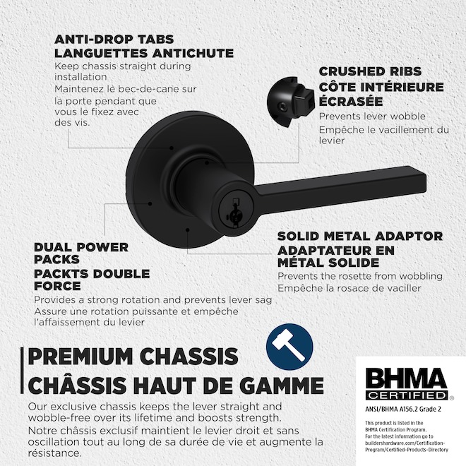 Weiser Casey Entry Lever with SmartKey Technology - Matte Black