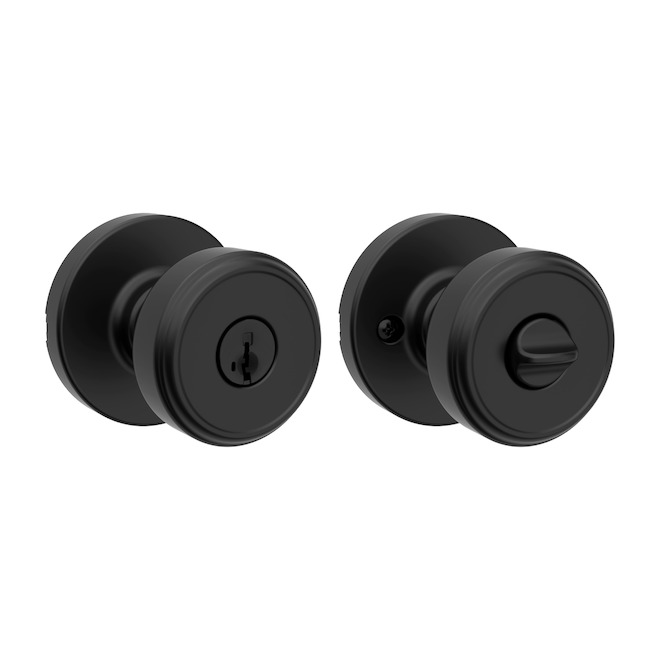 Weiser Maven Keyed Door Knob with Round Rosette and SmartKey Technology - Matte Black
