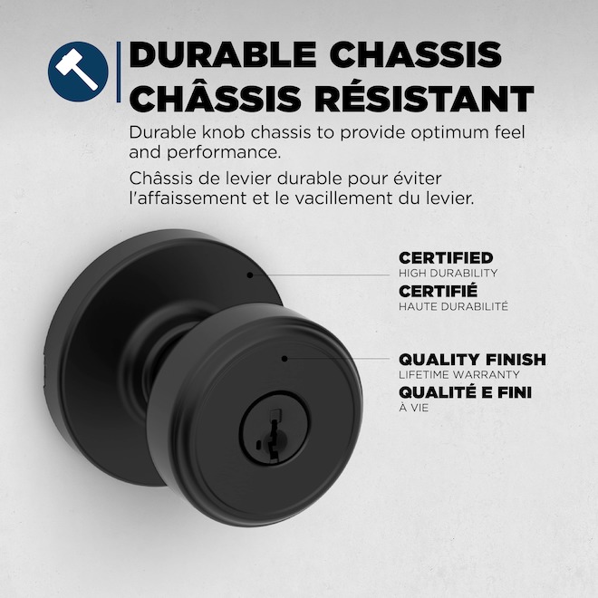 Weiser Maven Keyed Door Knob with Round Rosette and SmartKey Technology - Matte Black