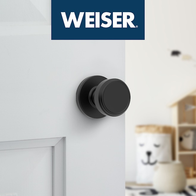 Weiser Maven Passage Door Knob with Round Rosette for Hall and Closet Doors - Matte Black
